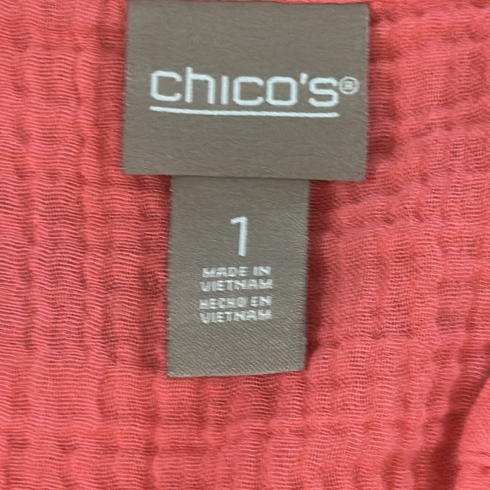 🎤🎉 Chico's Waffle Knit Bell Sleeve V Neckline Blouse Sz 1 (8/10) - Picture 7 of 8